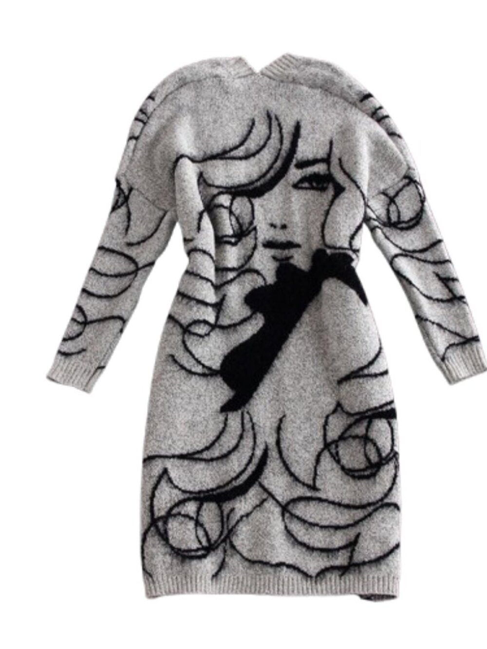 Abstract Face Long Cardigan - Picture 2 of 8